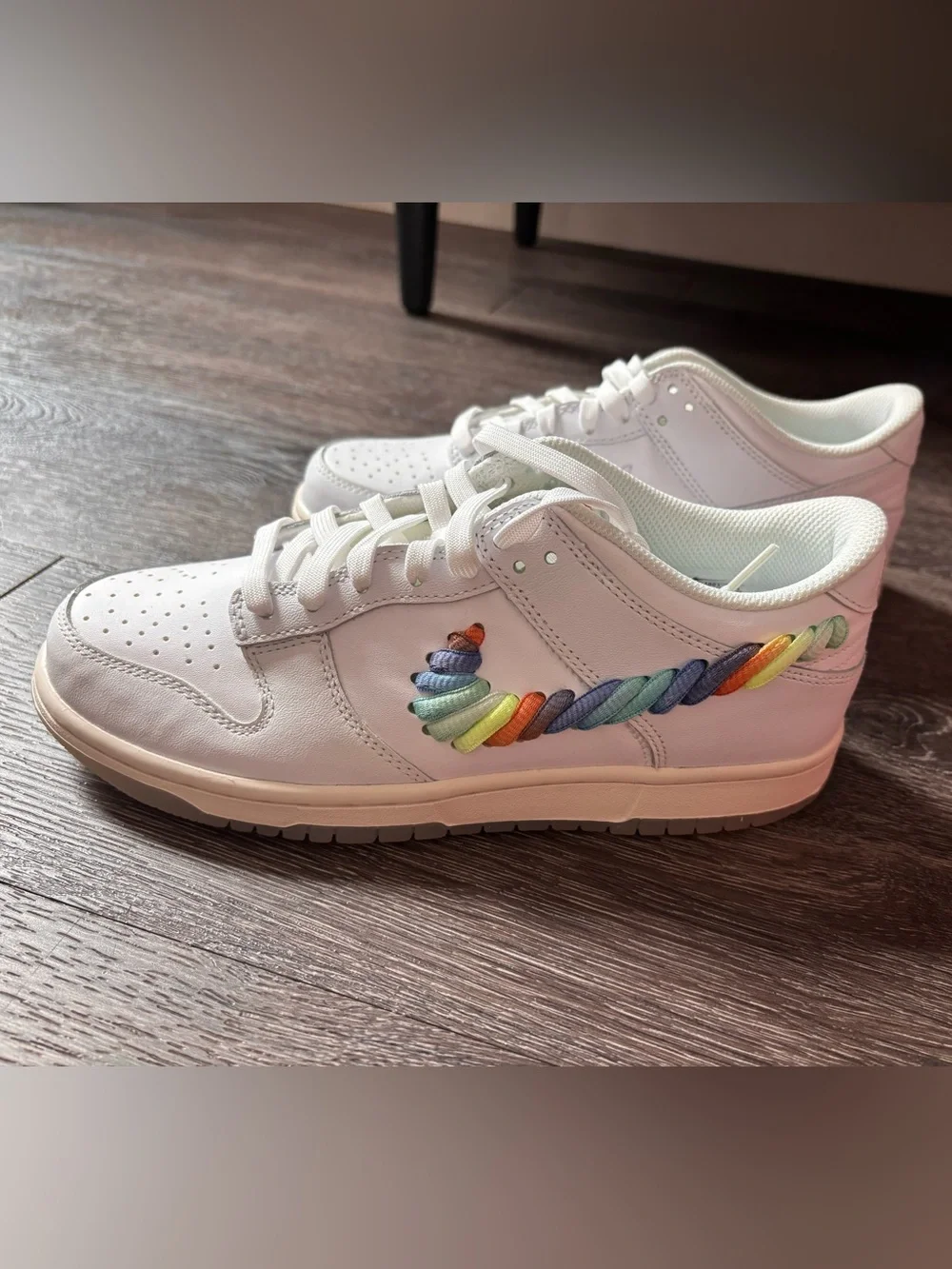 Nike Dunk Low SE Rainbow Lace Swoosh White